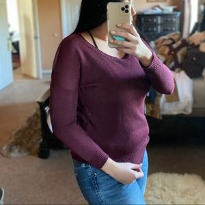 Maroon wine cutout sweater